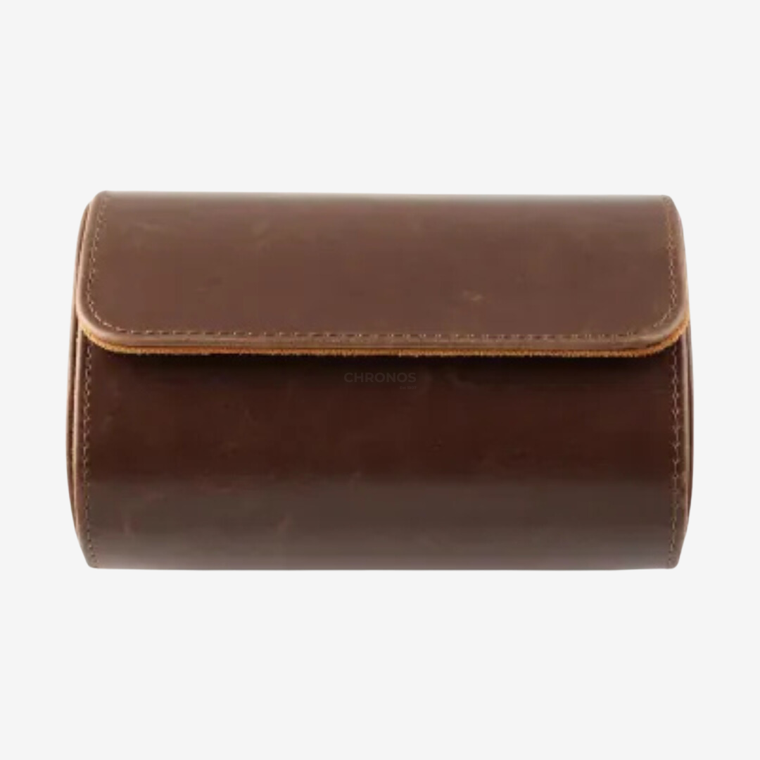 Watch Roll Double – Brown Leather Watch Case - Watch Roll