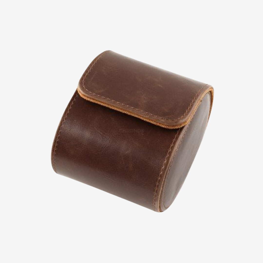 Watch Roll One – Brown Leather Watch Case - Watch Roll