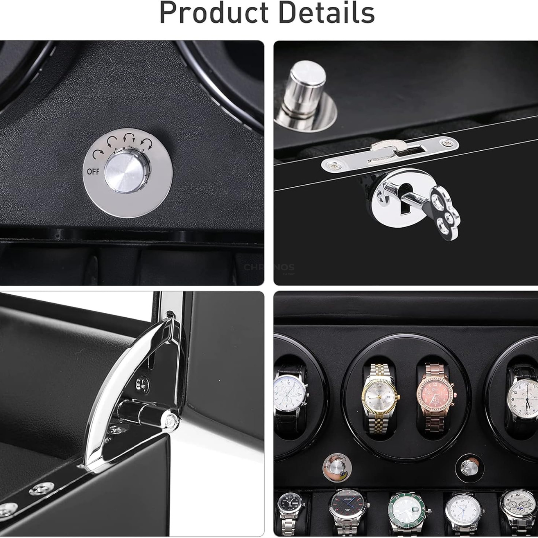 Watch Winder - Luxury Piano 6 Slots Black